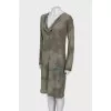 Green dress with embroidered print
