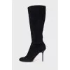 Black suede stiletto heels