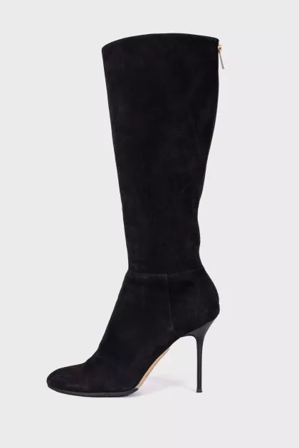 Black suede stiletto heels