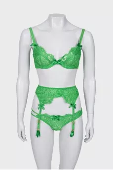 Green lace lingerie with tag