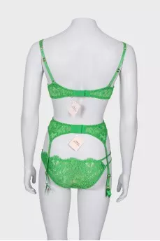 Green lace lingerie with tag