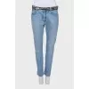 Light blue jeans with belt