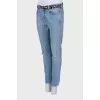 Light blue jeans with belt