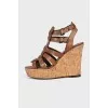 Brown wedge sandals
