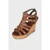 Brown wedge sandals