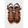 Brown wedge sandals
