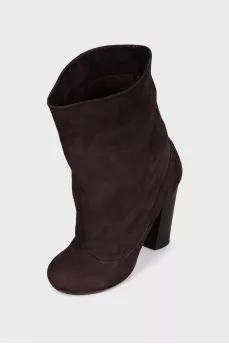 Round toe leather ankle boots
