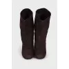 Round toe leather ankle boots