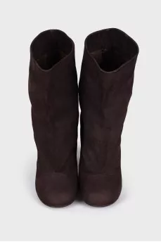 Round toe leather ankle boots