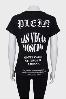 T-shirt in print with rhinestones