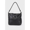 Black leather bag with keyring
