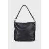 Black leather bag with keyring