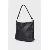 Black leather bag with keyring