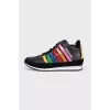 Leather sneakers with multicolour inserts