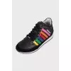 Leather sneakers with multicolour inserts