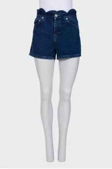 Denim shorts with wavy waistband