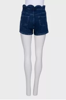 Denim shorts with wavy waistband