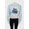 Blue bomber jacket with sequins