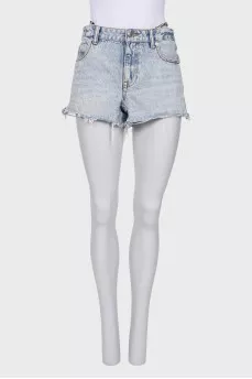Raw hem denim shorts