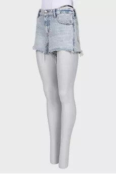 Raw hem denim shorts
