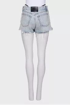 Raw hem denim shorts