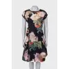 Suit with floral print skirt