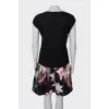 Suit with floral print skirt