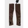 Leather mittens with tag