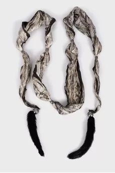 Scarf in print with metallic rhinestones