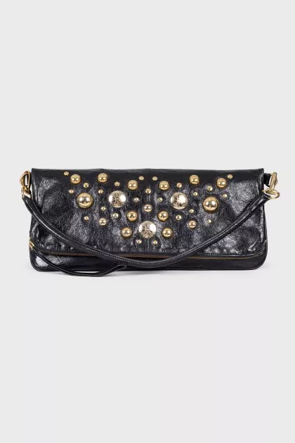 Black bag with golden rhinestones