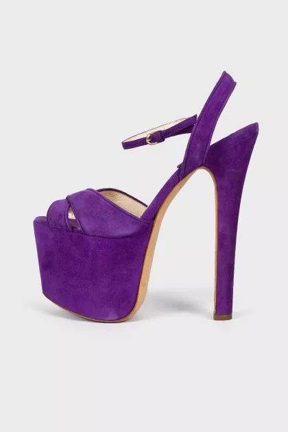 Purple suede sandals