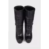 Padded leather ankle boots