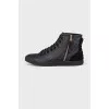 Leather sneakers in signature print