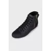 Leather sneakers in signature print
