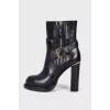 Leather ankle boots with gold-tone hardware