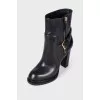 Leather ankle boots with gold-tone hardware