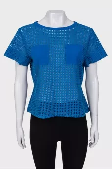 Blue T-shirt with perforations