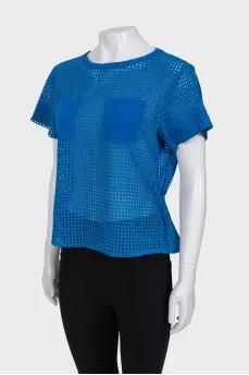 Blue T-shirt with perforations