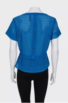 Blue T-shirt with perforations