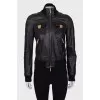 Leather jacket with gold-tone hardware