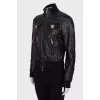 Leather jacket with gold-tone hardware