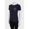 Dark blue t-shirt decorated with stases