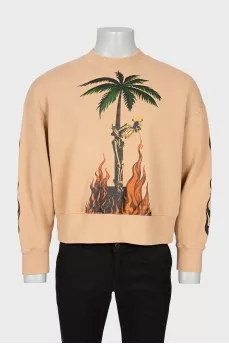 Men's beige sweatshirt with print