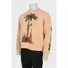 Men's beige sweatshirt with print