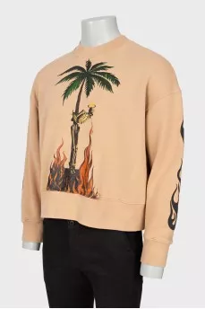 Men's beige sweatshirt with print