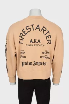 Men's beige sweatshirt with print