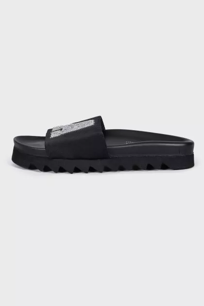 Black sequin sandals