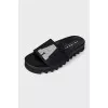 Black sequin sandals