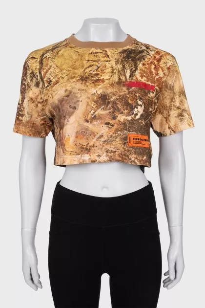Cropped T-shirt in print