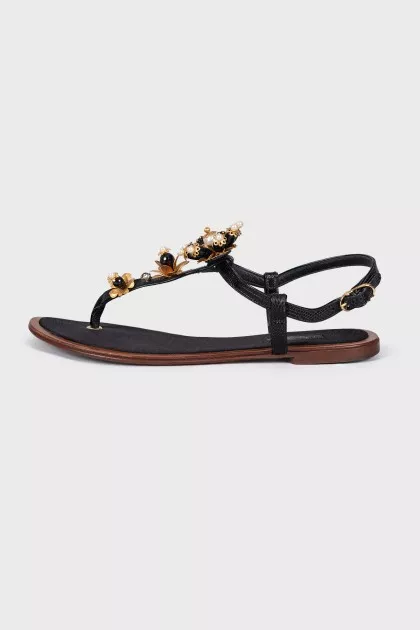 Black sandals with decor